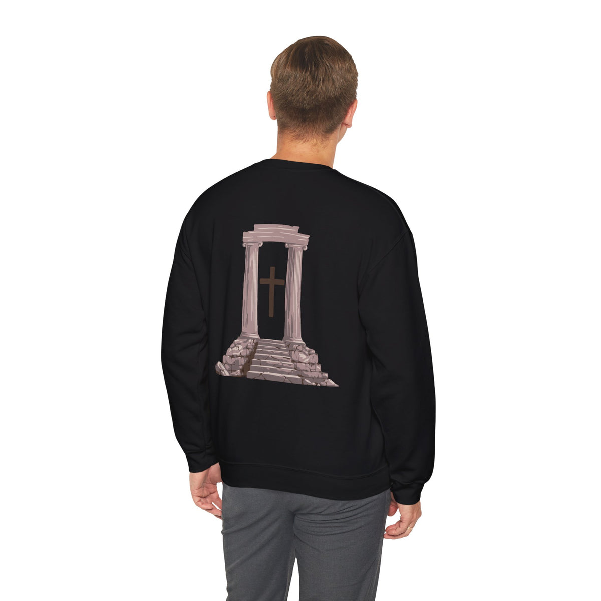 Temple Cross Crewneck Sweatshirt | Sacred Architecture