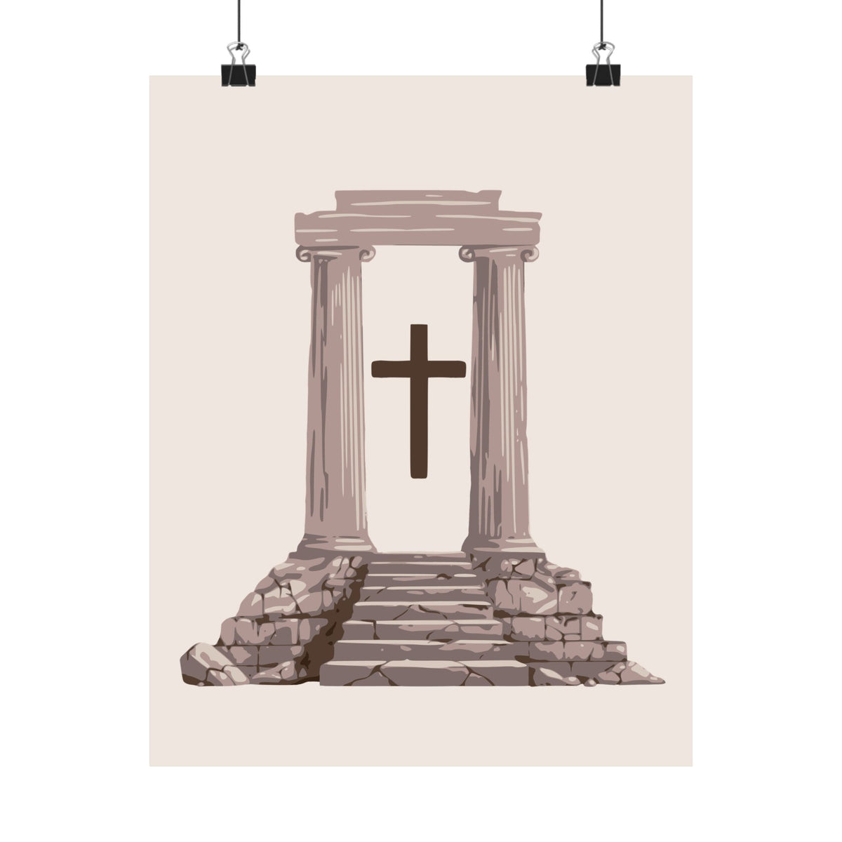 Temple Cross Art Print | Sacred Architecture