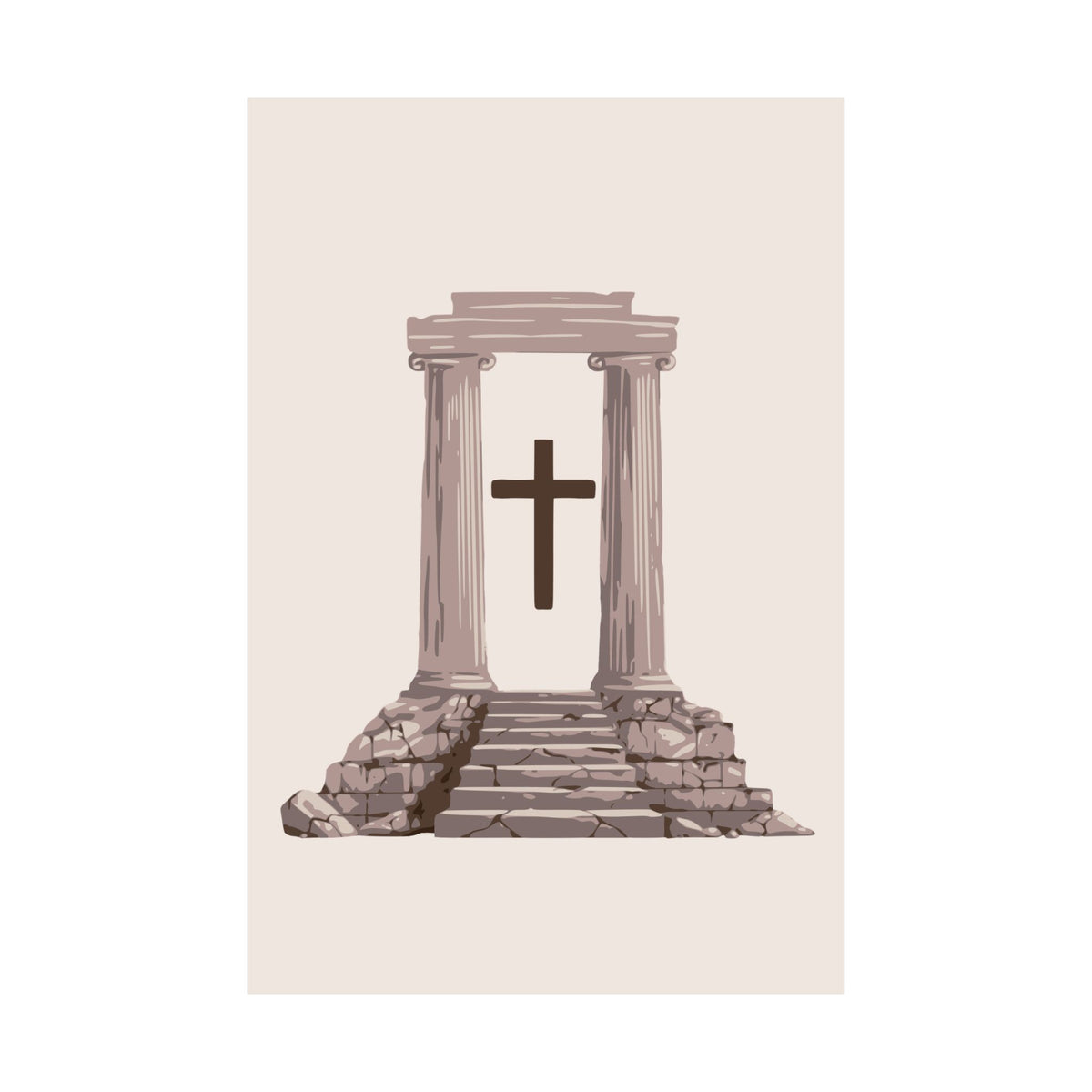 Temple Cross Art Print | Sacred Architecture
