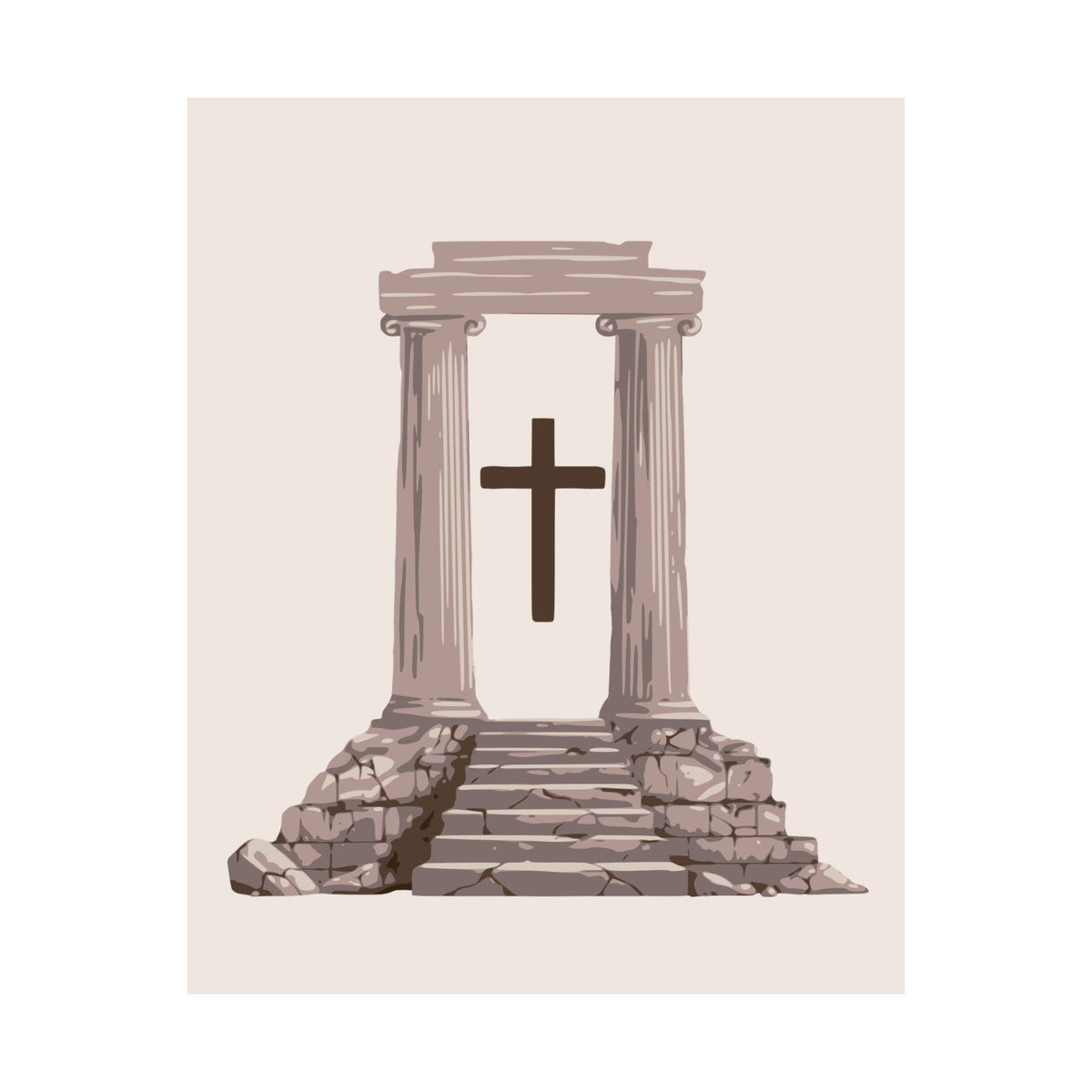 Temple Cross Art Print | Sacred Architecture
