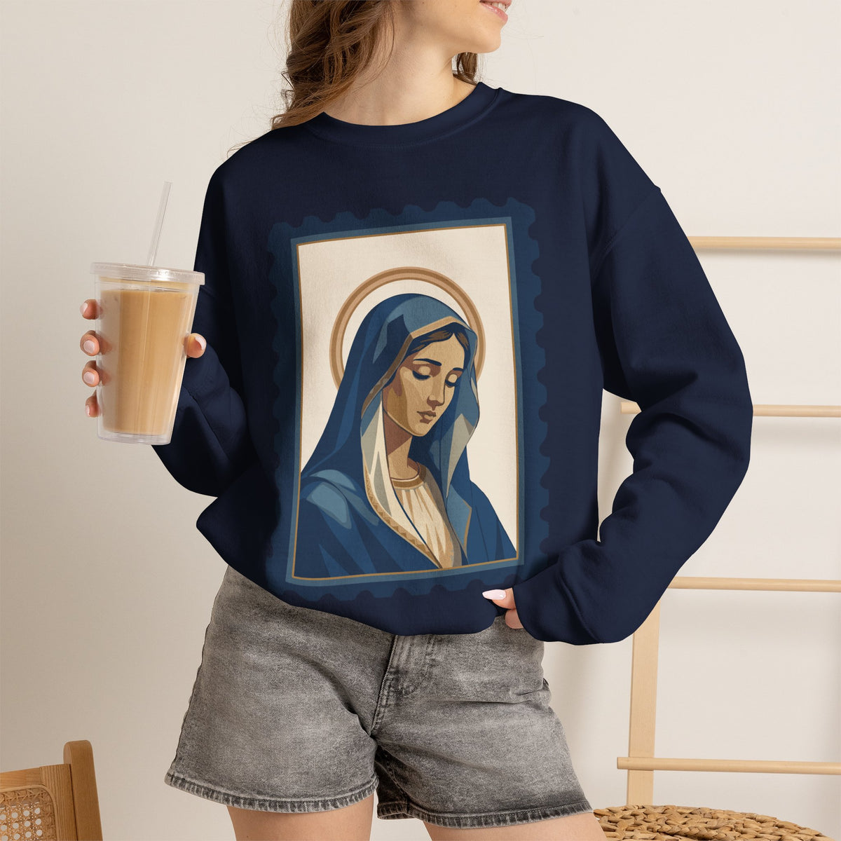Tota Pulchra Crewneck Sweatshirt | Our Lady Stamp