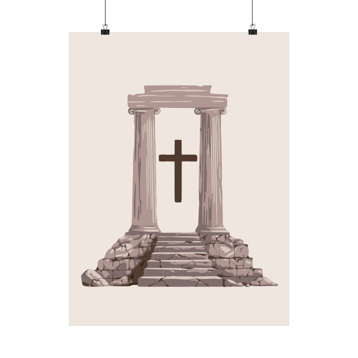 Temple Cross Art Print | Sacred Architecture