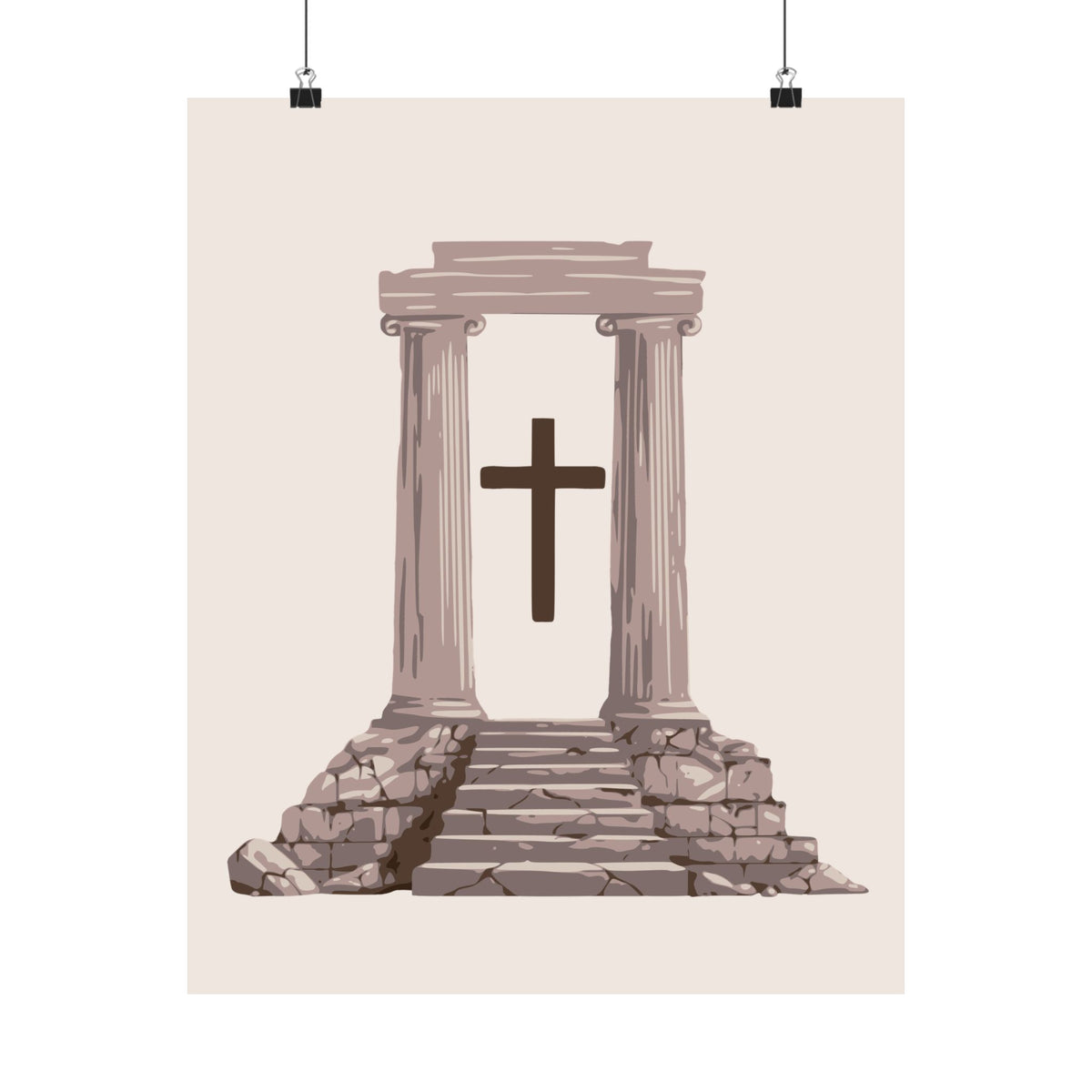 Temple Cross Art Print | Sacred Architecture